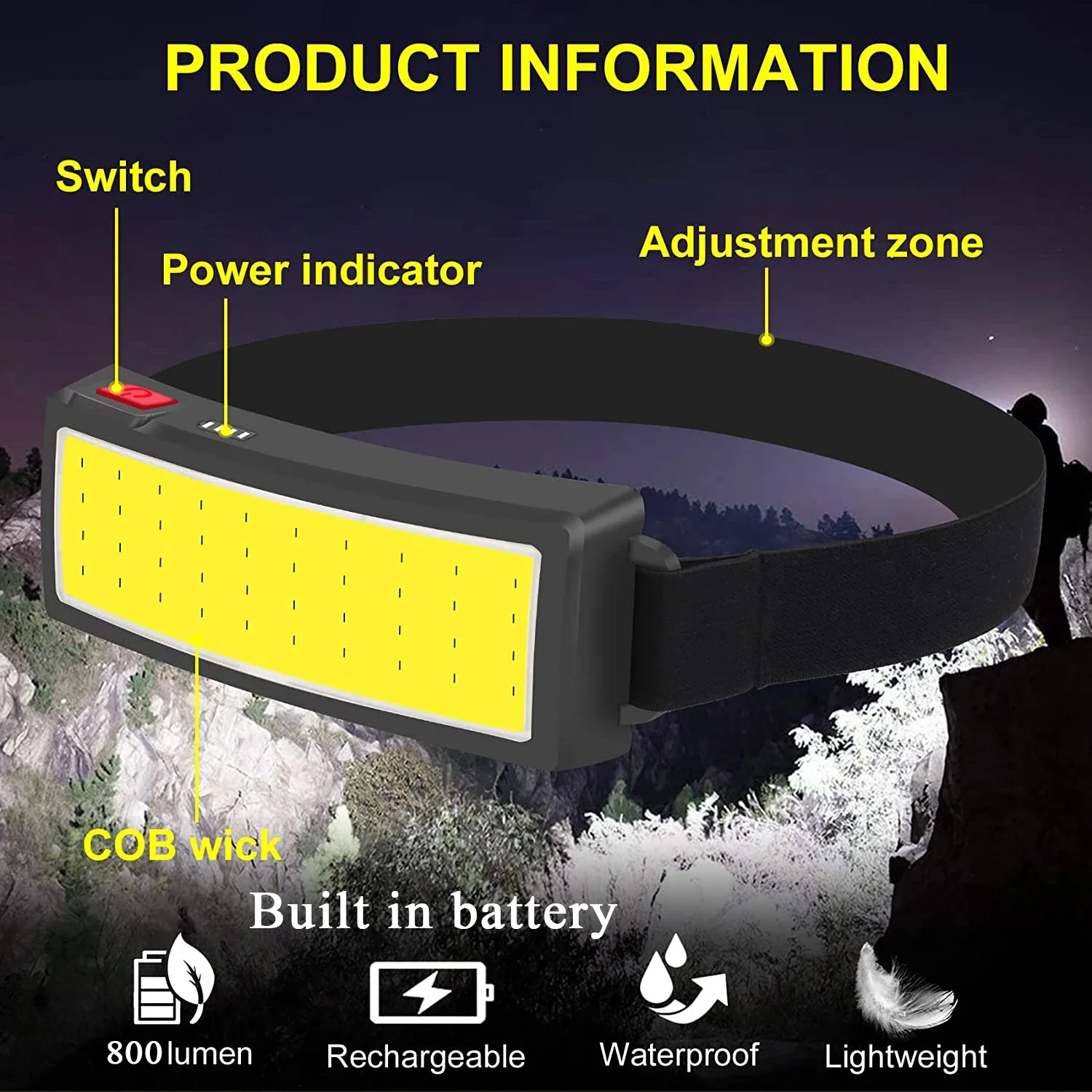COB Portable LED Headlights Ou - Fish Finder Battery incelemesi ve fiyatı