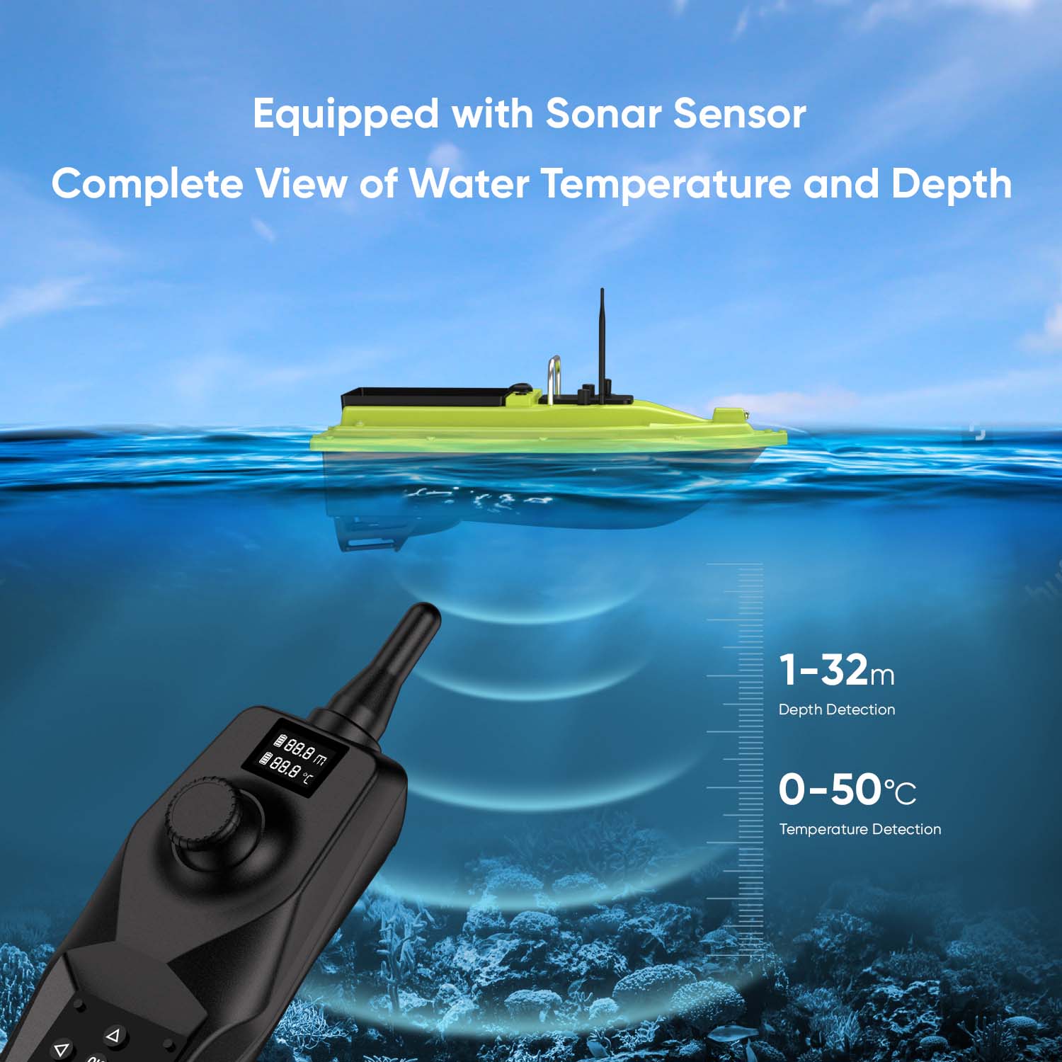 D36 RC Fishing Bait Boat with  - Fishing Depth Finder incelemesi ve fiyatı